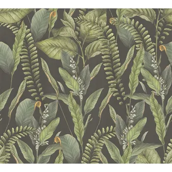 Tapeta A.S. Création | Vliesová tapeta na zeď Drawn into Nature 39413-1 | 0,53 x 10,05 m | černá, zelená + Černá, zelená vliesová tapeta na stěnu 394131 v rozměru 0,53 x 10,05 m