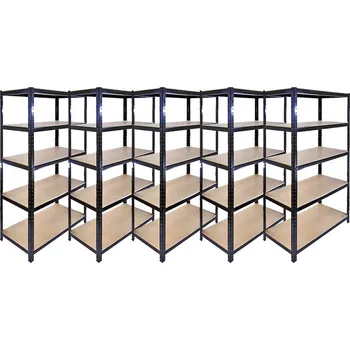 Dílenský regál FISTAR Lakovaný regál černý 90 x 40 x 180 cm 5 polic 5 ks