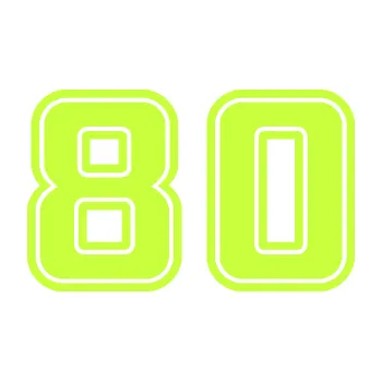 Polep vozidla Startovní číslo 80 typ 5 (27 - limetová) SAMOLEPKA NA AUTO, NÁLEPKA, FÓLIE, POLEP, TUNING, VLASTNÍ TEXT, TISK, AUTOSAMOLEPKY.cz, POLEPY, OBRÁZEK, LOGO, 3D STICKERS