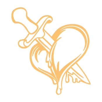 Samolepící dekorace SAMOLEPKA Srdce propíchlé dýkou levá (08 - béžová) NA AUTO, NÁLEPKA, FÓLIE, POLEP, TUNING, VLASTNÍ TEXT, TISK, AUTOSAMOLEPKY.cz, POLEPY, OBRÁZEK, LOGO, SAMOLEPKY