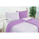 Stanex Ložní povlečení bavlněné Kvítek-pruh fialový (LS196) ROZMĚR: 200x220 cm + 2ks (90x70 cm polštář)