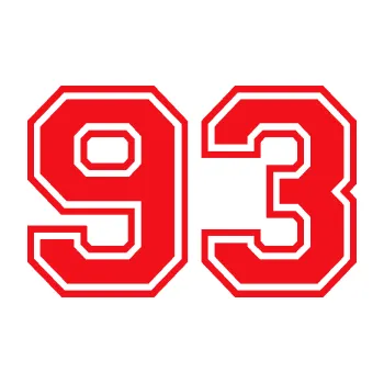 Polep vozidla SAMOLEPKA Startovní číslo 93 typ 4 (10 - červená) NA AUTO, NÁLEPKA, FÓLIE, POLEP, TUNING, VLASTNÍ TEXT, TISK, AUTOSAMOLEPKY.cz, POLEPY, OBRÁZEK, LOGO, SAMOLEPKY