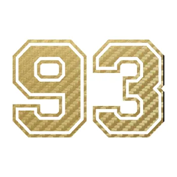 Polep vozidla Startovní číslo 93 typ 4 (59 - 3D karbon zlatý) SAMOLEPKA NA AUTO, NÁLEPKA, FÓLIE, POLEP, TUNING, VLASTNÍ TEXT, TISK, AUTOSAMOLEPKY.cz, POLEPY, OBRÁZEK, LOGO, 3D STICKERS