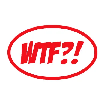 Polep vozidla SAMOLEPKA WTF?! nápis (10 - červená) NA AUTO, NÁLEPKA, FÓLIE, POLEP, TUNING, VLASTNÍ TEXT, TISK, AUTOSAMOLEPKY.cz, POLEPY, OBRÁZEK, LOGO, SAMOLEPKY