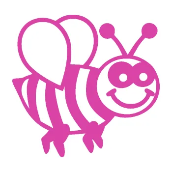 Samolepící dekorace SAMOLEPKA Včela 003 pravá happy (16 - růžová) NA AUTO, NÁLEPKA, FÓLIE, POLEP, TUNING, VLASTNÍ TEXT, TISK, AUTOSAMOLEPKY.cz, POLEPY, OBRÁZEK, LOGO, SAMOLEPKY