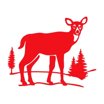 Samolepící dekorace SAMOLEPKA Srna 002 pravá s krajinou (10 - červená) NA AUTO, NÁLEPKA, FÓLIE, POLEP, TUNING, VLASTNÍ TEXT, TISK, AUTOSAMOLEPKY.cz, POLEPY, OBRÁZEK, LOGO, SAMOLEPKY