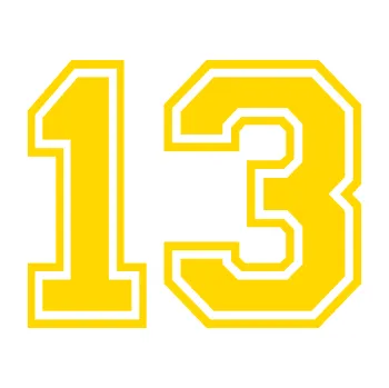 Polep vozidla SAMOLEPKA Startovní číslo 13 typ 4 (13 - jasně žlutá) NA AUTO, NÁLEPKA, FÓLIE, POLEP, TUNING, VLASTNÍ TEXT, TISK, AUTOSAMOLEPKY.cz, POLEPY, OBRÁZEK, LOGO, SAMOLEPKY