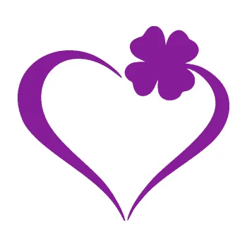 Samolepící dekorace Srdíčko 020 pravá se čtyřlístkem (14 - fialová) SAMOLEPKA NA AUTO, NÁLEPKA, FÓLIE, POLEP, TUNING, VLASTNÍ TEXT, TISK, AUTOSAMOLEPKY.cz, POLEPY, OBRÁZEK, LOGO, 3D STICKERS