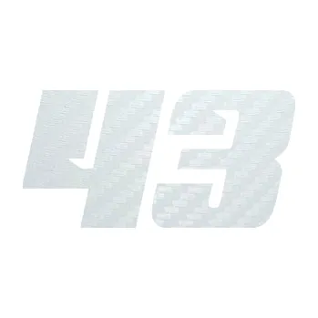 Polep vozidla SAMOLEPKA Startovní číslo 43 typ 6 (51 - 3D karbon bílý) NA AUTO, NÁLEPKA, FÓLIE, POLEP, TUNING, VLASTNÍ TEXT, TISK, AUTOSAMOLEPKY.cz, POLEPY, OBRÁZEK, LOGO, SAMOLEPKY