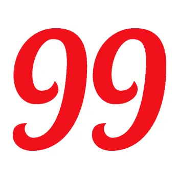 Polep vozidla SAMOLEPKA Startovní číslo 99 typ 3 (10 - červená) NA AUTO, NÁLEPKA, FÓLIE, POLEP, TUNING, VLASTNÍ TEXT, TISK, AUTOSAMOLEPKY.cz, POLEPY, OBRÁZEK, LOGO, SAMOLEPKY