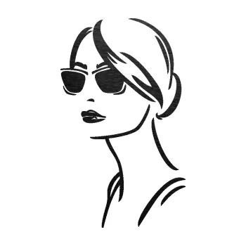 Samolepící dekorace SAMOLEPKA Žena tvář 003 levá s brýlemi (63 - škrábaný kov černý) NA AUTO, NÁLEPKA, FÓLIE, POLEP, TUNING, VLASTNÍ TEXT, TISK, AUTOSAMOLEPKY.cz, POLEPY, OBRÁZEK, LOGO, SAMOLEPKY