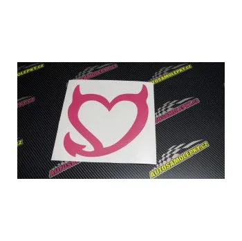 Samolepící dekorace SAMOLEPKA Srdíčko čertovo levá (10 - červená) NA AUTO, NÁLEPKA, FÓLIE, POLEP, TUNING, VLASTNÍ TEXT, TISK, AUTOSAMOLEPKY.cz, POLEPY, OBRÁZEK, LOGO, SAMOLEPKY