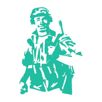 Samolepící dekorace Voják 014 levá (25 - tyrkysová) SAMOLEPKA NA AUTO, NÁLEPKA, FÓLIE, POLEP, TUNING, VLASTNÍ TEXT, TISK, AUTOSAMOLEPKY.cz, POLEPY, OBRÁZEK, LOGO, 3D STICKERS