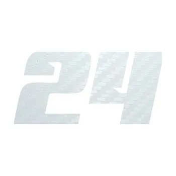 Polep vozidla SAMOLEPKA Startovní číslo 24 typ 6 (51 - 3D karbon bílý) NA AUTO, NÁLEPKA, FÓLIE, POLEP, TUNING, VLASTNÍ TEXT, TISK, AUTOSAMOLEPKY.cz, POLEPY, OBRÁZEK, LOGO, SAMOLEPKY