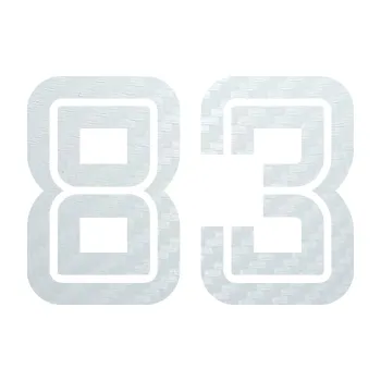 Polep vozidla SAMOLEPKA Startovní číslo 83 typ 7 (51 - 3D karbon bílý) NA AUTO, NÁLEPKA, FÓLIE, POLEP, TUNING, VLASTNÍ TEXT, TISK, AUTOSAMOLEPKY.cz, POLEPY, OBRÁZEK, LOGO, SAMOLEPKY