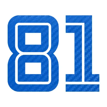 Polep vozidla Startovní číslo 81 typ 7 (57 - 3D karbon modrý) SAMOLEPKA NA AUTO, NÁLEPKA, FÓLIE, POLEP, TUNING, VLASTNÍ TEXT, TISK, AUTOSAMOLEPKY.cz, POLEPY, OBRÁZEK, LOGO, 3D STICKERS