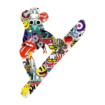 Samolepicí dekorace na vozidlo Snowboard 022 levá (83 - Sticker bomb) SAMOLEPKA NA AUTO, NÁLEPKA, FÓLIE, POLEP, TUNING, VLASTNÍ TEXT, TISK, AUTOSAMOLEPKY.cz, POLEPY, OBRÁZEK, LOGO, 3D STICKERS