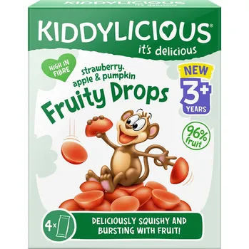 Bonbon Kiddylicious Ovocné želé bonbónky jahoda, jablko a dýně, 4x16g