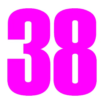 Samolepicí dekorace na vozidlo Startovní číslo 38 typ 2 (72 - Fluorescentní růžová) SAMOLEPKA NA AUTO, NÁLEPKA, FÓLIE, POLEP, TUNING, VLASTNÍ TEXT, TISK, AUTOSAMOLEPKY.cz, POLEPY, OBRÁZEK, LOGO, 3D STICKERS