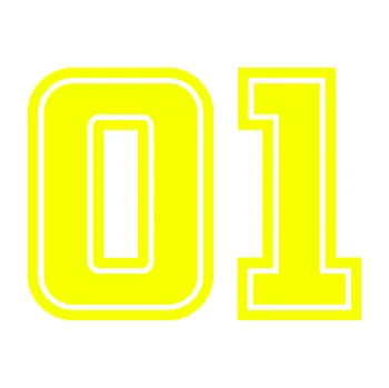 Polep vozidla Startovní číslo 01 typ 5 (70 - Fluorescentní žlutá) SAMOLEPKA NA AUTO, NÁLEPKA, FÓLIE, POLEP, TUNING, VLASTNÍ TEXT, TISK, AUTOSAMOLEPKY.cz, POLEPY, OBRÁZEK, LOGO, 3D STICKERS