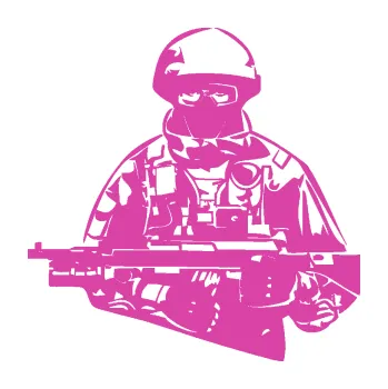 Samolepící dekorace Voják 013 levá (16 - růžová) SAMOLEPKA NA AUTO, NÁLEPKA, FÓLIE, POLEP, TUNING, VLASTNÍ TEXT, TISK, AUTOSAMOLEPKY.cz, POLEPY, OBRÁZEK, LOGO, 3D STICKERS