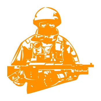 Samolepící dekorace SAMOLEPKA Voják 013 pravá (06 - oranžová) NA AUTO, NÁLEPKA, FÓLIE, POLEP, TUNING, VLASTNÍ TEXT, TISK, AUTOSAMOLEPKY.cz, POLEPY, OBRÁZEK, LOGO, SAMOLEPKY