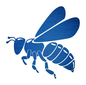 Samolepící dekorace SAMOLEPKA Včela 001 levá (65 - škrábaný kov modrý) NA AUTO, NÁLEPKA, FÓLIE, POLEP, TUNING, VLASTNÍ TEXT, TISK, AUTOSAMOLEPKY.cz, POLEPY, OBRÁZEK, LOGO, SAMOLEPKY