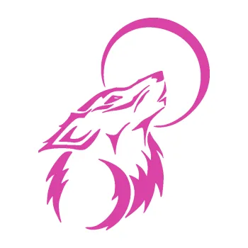 Polep vozidla Vlk 014 pravá vyje na měsíc (16 - růžová) SAMOLEPKA NA AUTO, NÁLEPKA, FÓLIE, POLEP, TUNING, VLASTNÍ TEXT, TISK, AUTOSAMOLEPKY.cz, POLEPY, OBRÁZEK, LOGO, 3D STICKERS