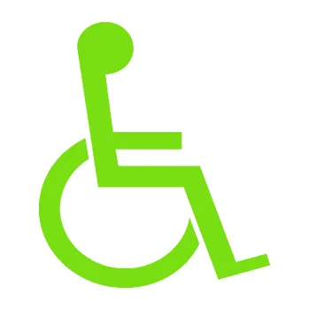 samolepka Vozíčkář 001 invalida (04 - zelená kawasaki) SAMOLEPKA NA AUTO, NÁLEPKA, FÓLIE, POLEP, TUNING, VLASTNÍ TEXT, TISK, AUTOSAMOLEPKY.cz, POLEPY, OBRÁZEK, LOGO, 3D STICKERS