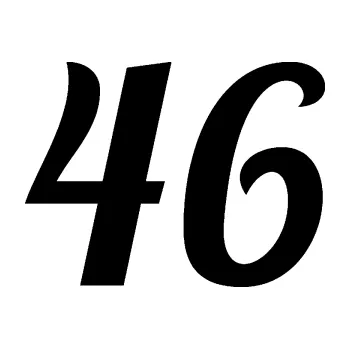 Polep vozidla Startovní číslo 46 typ 3 (01 - černá) SAMOLEPKA NA AUTO, NÁLEPKA, FÓLIE, POLEP, TUNING, VLASTNÍ TEXT, TISK, AUTOSAMOLEPKY.cz, POLEPY, OBRÁZEK, LOGO, 3D STICKERS