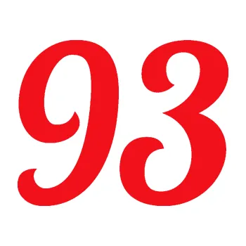 Polep vozidla Startovní číslo 93 typ 3 (10 - červená) SAMOLEPKA NA AUTO, NÁLEPKA, FÓLIE, POLEP, TUNING, VLASTNÍ TEXT, TISK, AUTOSAMOLEPKY.cz, POLEPY, OBRÁZEK, LOGO, 3D STICKERS