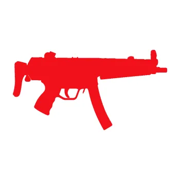 Polep vozidla SAMOLEPKA Samopal 001 pravá (10 - červená) NA AUTO, NÁLEPKA, FÓLIE, POLEP, TUNING, VLASTNÍ TEXT, TISK, AUTOSAMOLEPKY.cz, POLEPY, OBRÁZEK, LOGO, SAMOLEPKY