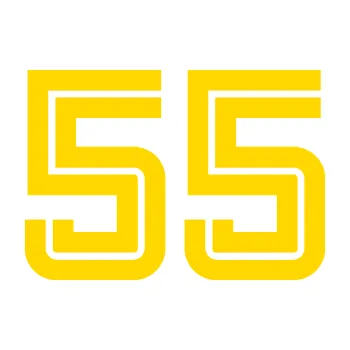 Polep vozidla Startovní číslo 55 typ 7 (13 - jasně žlutá) SAMOLEPKA NA AUTO, NÁLEPKA, FÓLIE, POLEP, TUNING, VLASTNÍ TEXT, TISK, AUTOSAMOLEPKY.cz, POLEPY, OBRÁZEK, LOGO, 3D STICKERS