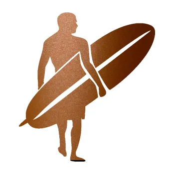 Autodoplněk Samolepka na auto Surfař 004 pravá (44 - měděná metalíza) NÁLEPKA, FÓLIE, POLEPY, TUNING, VLASTNÍ TEXT, TISK, AUTOSAMOLEPKY.cz, SAMOLEPKY, OBRÁZEK, LOGO, VÝROBA, PRODEJ