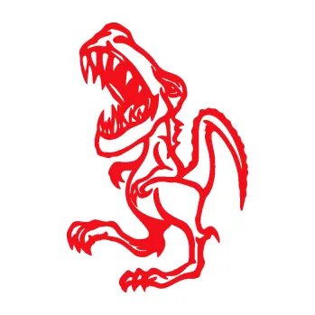 Samolepící dekorace SAMOLEPKA Tyrannosaurus rex 002 levá (10 - červená) NA AUTO, NÁLEPKA, FÓLIE, POLEP, TUNING, VLASTNÍ TEXT, TISK, AUTOSAMOLEPKY.cz, POLEPY, OBRÁZEK, LOGO, SAMOLEPKY