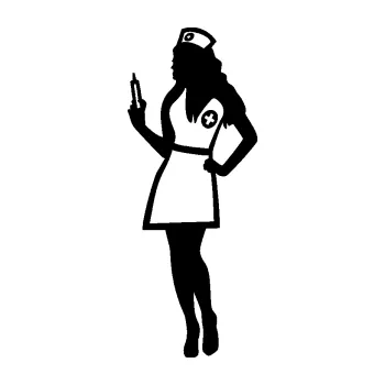 Samolepící dekorace SAMOLEPKA Zdravotní sestřička 001 levá s injekcí (01 - černá) NA AUTO, NÁLEPKA, FÓLIE, POLEP, TUNING, VLASTNÍ TEXT, TISK, AUTOSAMOLEPKY.cz, POLEPY, OBRÁZEK, LOGO, SAMOLEPKY