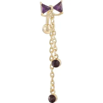 Piercing Originální šperk | obrácený piercing do pupíku - styl mašlička - Zlatá fialová