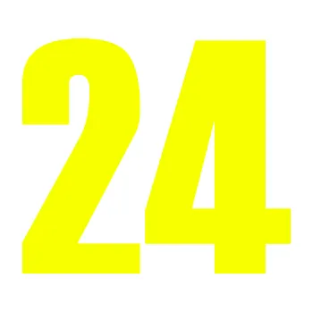 Samolepicí dekorace na vozidlo Startovní číslo 24 typ 2 (70 - Fluorescentní žlutá) SAMOLEPKA NA AUTO, NÁLEPKA, FÓLIE, POLEP, TUNING, VLASTNÍ TEXT, TISK, AUTOSAMOLEPKY.cz, POLEPY, OBRÁZEK, LOGO, 3D STICKERS