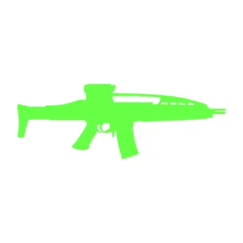 Polep vozidla SAMOLEPKA Samopal 002 pravá (71 - Fluorescentní zelená) NA AUTO, NÁLEPKA, FÓLIE, POLEP, TUNING, VLASTNÍ TEXT, TISK, AUTOSAMOLEPKY.cz, POLEPY, OBRÁZEK, LOGO, SAMOLEPKY