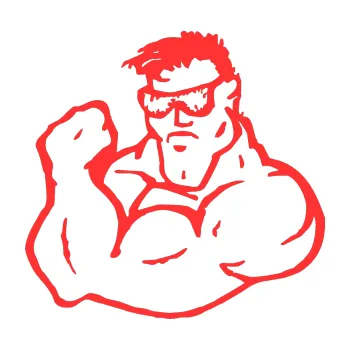 Samolepicí dekorace na vozidlo Svalovec levá (02 - světle červená) SAMOLEPKA NA AUTO, NÁLEPKA, FÓLIE, POLEP, TUNING, VLASTNÍ TEXT, TISK, AUTOSAMOLEPKY.cz, POLEPY, OBRÁZEK, LOGO, 3D STICKERS