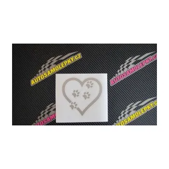 samolepka Tlapky love 006 pravá (17 - šedá) SAMOLEPKA NA AUTO, NÁLEPKA, FÓLIE, POLEP, TUNING, VLASTNÍ TEXT, TISK, AUTOSAMOLEPKY.cz, POLEPY, OBRÁZEK, LOGO, 3D STICKERS