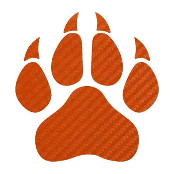 samolepka Tlapka 009 (54 - 3D karbon oranžový) SAMOLEPKA NA AUTO, NÁLEPKA, FÓLIE, POLEP, TUNING, VLASTNÍ TEXT, TISK, AUTOSAMOLEPKY.cz, POLEPY, OBRÁZEK, LOGO, 3D STICKERS