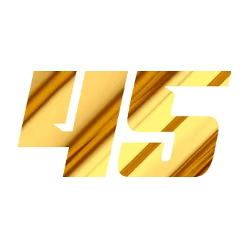 Polep vozidla Startovní číslo 45 typ 6 (81 - chrom fólie zlatá zrcadlová) SAMOLEPKA NA AUTO, NÁLEPKA, FÓLIE, POLEP, TUNING, VLASTNÍ TEXT, TISK, AUTOSAMOLEPKY.cz, POLEPY, OBRÁZEK, LOGO, 3D STICKERS