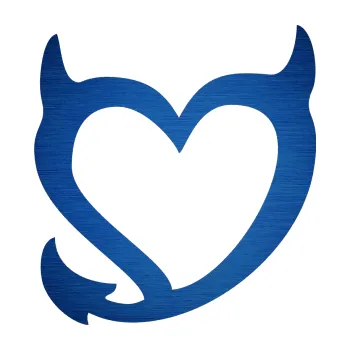 Samolepící dekorace SAMOLEPKA Srdíčko čertovo levá (65 - škrábaný kov modrý) NA AUTO, NÁLEPKA, FÓLIE, POLEP, TUNING, VLASTNÍ TEXT, TISK, AUTOSAMOLEPKY.cz, POLEPY, OBRÁZEK, LOGO, SAMOLEPKY