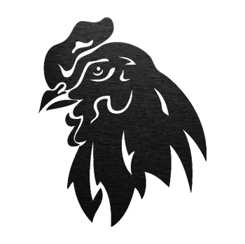 Samolepící dekorace SAMOLEPKA Slepička 001 levá hlava (63 - škrábaný kov černý) NA AUTO, NÁLEPKA, FÓLIE, POLEP, TUNING, VLASTNÍ TEXT, TISK, AUTOSAMOLEPKY.cz, POLEPY, OBRÁZEK, LOGO, SAMOLEPKY