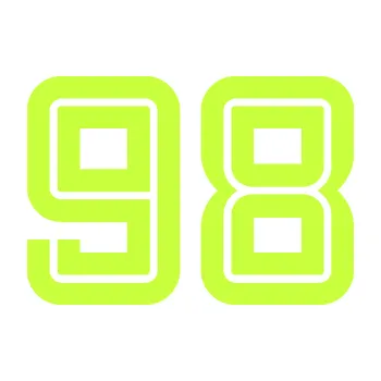 Polep vozidla Startovní číslo 98 typ 7 (27 - limetová) SAMOLEPKA NA AUTO, NÁLEPKA, FÓLIE, POLEP, TUNING, VLASTNÍ TEXT, TISK, AUTOSAMOLEPKY.cz, POLEPY, OBRÁZEK, LOGO, 3D STICKERS