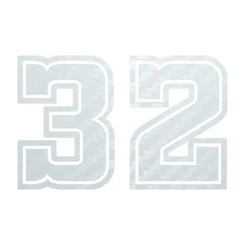 Polep vozidla SAMOLEPKA Startovní číslo 32 typ 5 (51 - 3D karbon bílý) NA AUTO, NÁLEPKA, FÓLIE, POLEP, TUNING, VLASTNÍ TEXT, TISK, AUTOSAMOLEPKY.cz, POLEPY, OBRÁZEK, LOGO, SAMOLEPKY