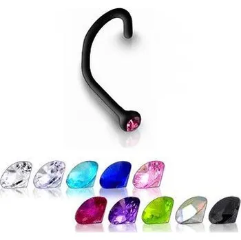 Šperk Šperky4U Zahnutý piercing do nosu - kamínek - N01054-LB