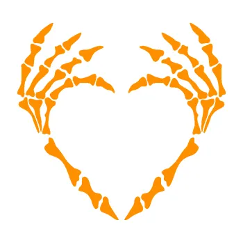 Samolepící dekorace Srdíčko z kostí (06 - oranžová) SAMOLEPKA NA AUTO, NÁLEPKA, FÓLIE, POLEP, TUNING, VLASTNÍ TEXT, TISK, AUTOSAMOLEPKY.cz, POLEPY, OBRÁZEK, LOGO, 3D STICKERS