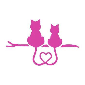 Samolepící dekorace SAMOLEPKA Zamilované kočky spojené ocásky levá (16 - růžová) NA AUTO, NÁLEPKA, FÓLIE, POLEP, TUNING, VLASTNÍ TEXT, TISK, AUTOSAMOLEPKY.cz, POLEPY, OBRÁZEK, LOGO, SAMOLEPKY